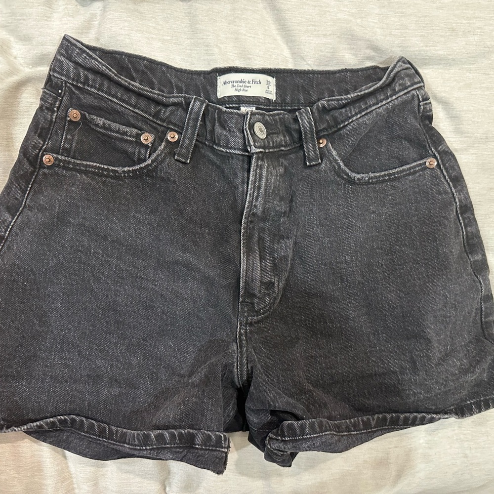 Abercrombie & Fitch Black Jean Shorts Distressed Denim